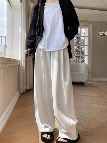 Off-white casual Yamamoto wide-leg pants for women 2024 spring and autumn new scimitar pants, slim, high-waisted, versatile and lazy style