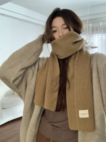 Shooting Price Women's Winter Solid Color Thick Warm Stylish Scarf Shawl Student Han Version High-End Feel