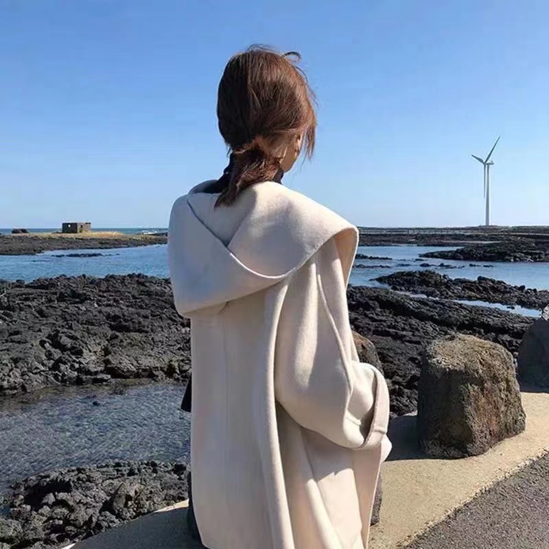 Double-sided woolen coat, autumn and winter versatile small style short French cloak woolen coat for female students, short style