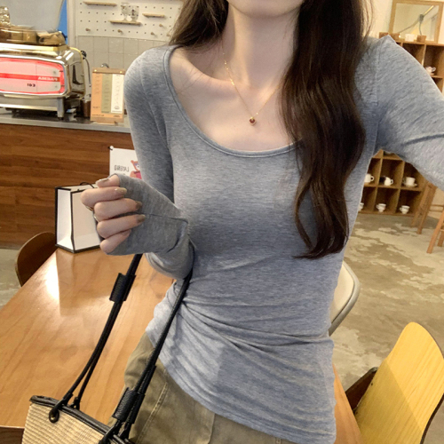 Real shot of Tulaisel Tencel hot girl slim-fitting inner layering shirt for women in autumn and winter new high-end long-sleeved top