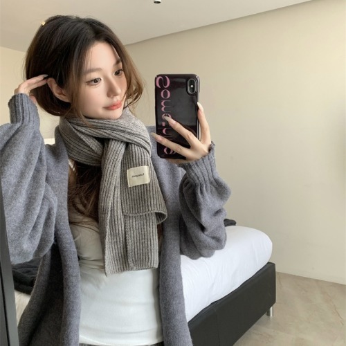 Shooting Price Women's Winter Solid Color Thick Warm Stylish Scarf Shawl Student Han Version High-End Feel