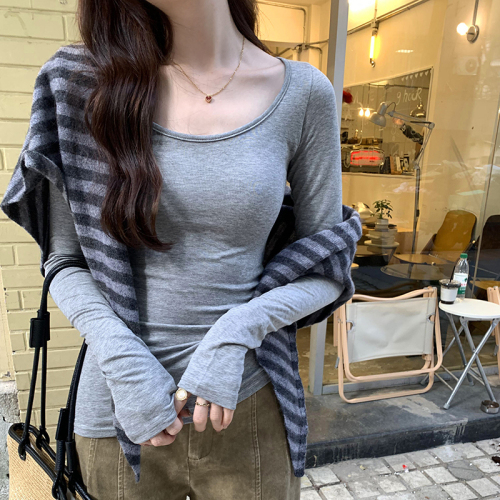 Real shot of Tulaisel Tencel hot girl slim-fitting inner layering shirt for women in autumn and winter new high-end long-sleeved top