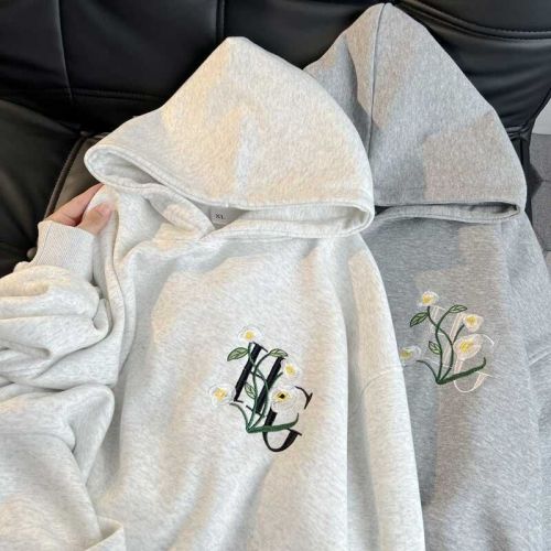 Three-dimensional embroidery on the front and back ~ National trend heavy sweater women's hoodie couple spring, autumn and winter plus velvet thickened American jacket