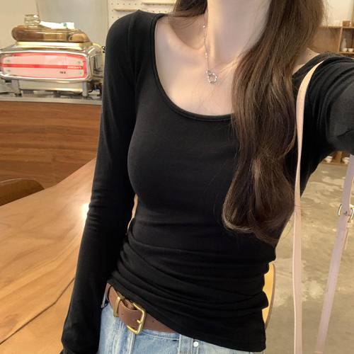 Real shot of Tulaisel Tencel hot girl slim-fitting inner layering shirt for women in autumn and winter new high-end long-sleeved top