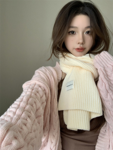 Shooting Price Women's Winter Solid Color Thick Warm Stylish Scarf Shawl Student Han Version High-End Feel
