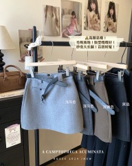 Actual shot~Autumn and winter woolen skirt A-line hip-hugging skirt High-waisted slimming anti-exposure short skirt