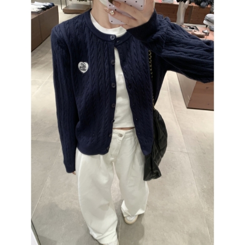 Actual shot of autumn and winter Korean style loose twist embroidery design Arctic velvet sweater long-sleeved sweater jacket