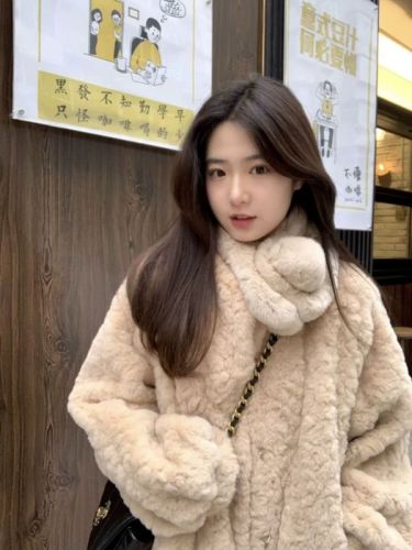 Fufu lamb wool coat for women, high-end autumn and winter imitation fur loose lazy style furry top