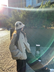 Autumn and winter simple and loose Korean style round neck cotton coat casual fashion quilted jacket cotton coat