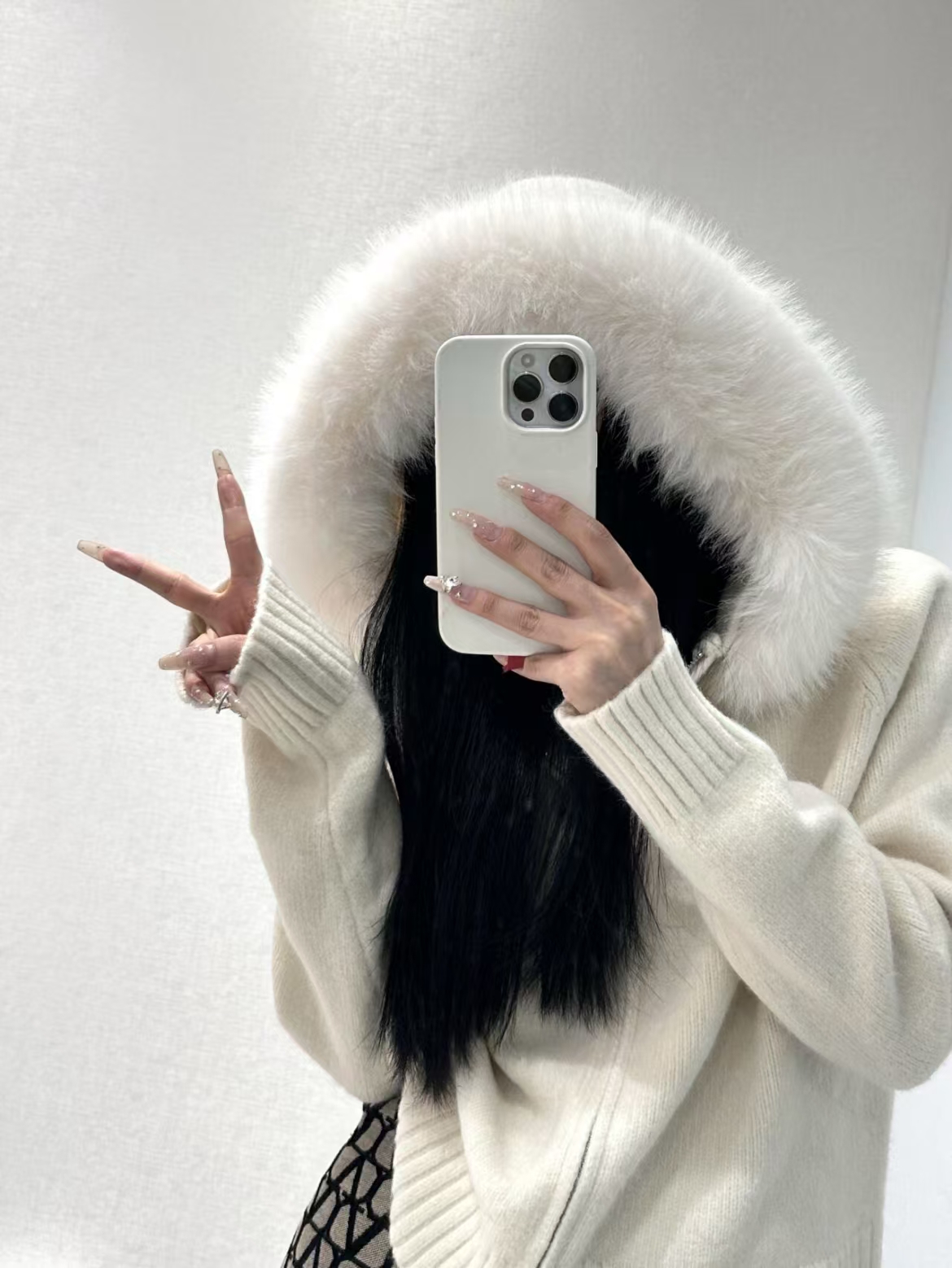 Maillard Fur Collar Hooded Sweater Jacket Women's Autumn and Winter Korean Style Lazy Style Small Knitted Sweater Top
