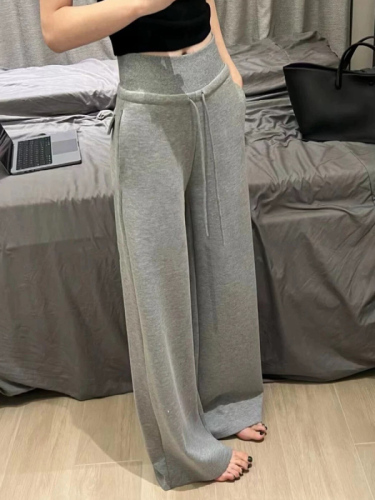 Internet celebrity casual sweatpants women's floor-length straight-leg trousers with drawstring high waist slimming and loose-legged trousers