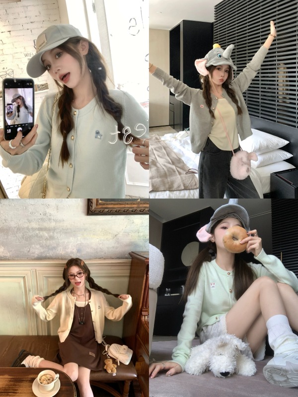 Mint Milk Coconut Four Color Small Gold Button Sweater Cardigan Jacket Lazy High-Quality Early Autumn Top for Women