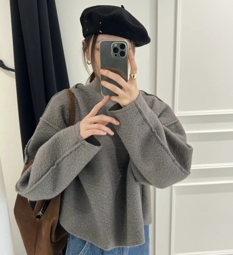 半高领简约落肩袖百搭加厚卫衣