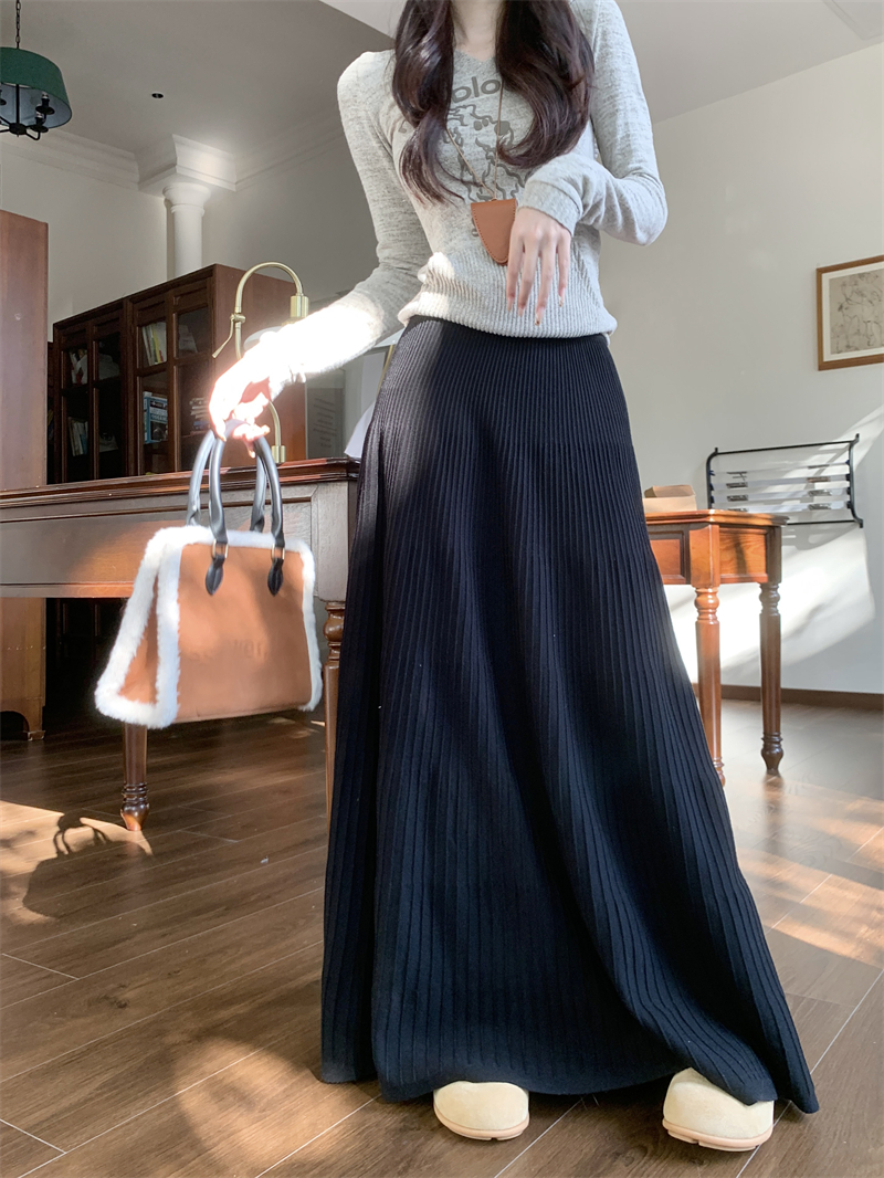 Live-shoot~ New versatile slimming, flowing high-waisted, elegant A-line maxi knit dress for women