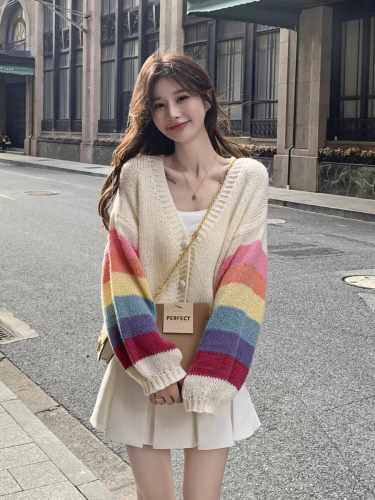 Mohair knitted cardigan for autumn women 2024 new style small loose design sweet loose coat trendy