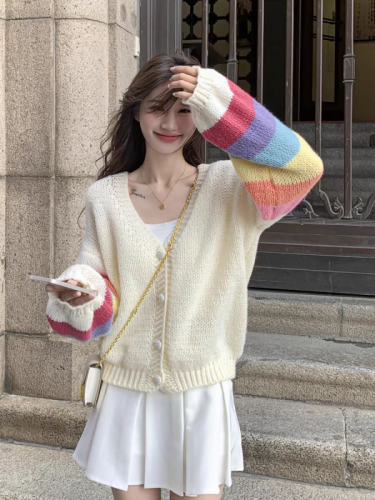 Mohair knitted cardigan for autumn women 2024 new style small loose design sweet loose coat trendy