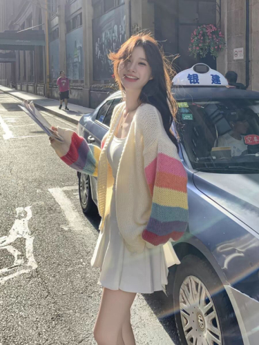 Mohair knitted cardigan for autumn women 2024 new style small loose design sweet loose coat trendy