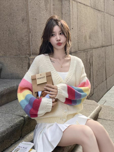 Mohair knitted cardigan for autumn women 2024 new style small loose design sweet loose coat trendy