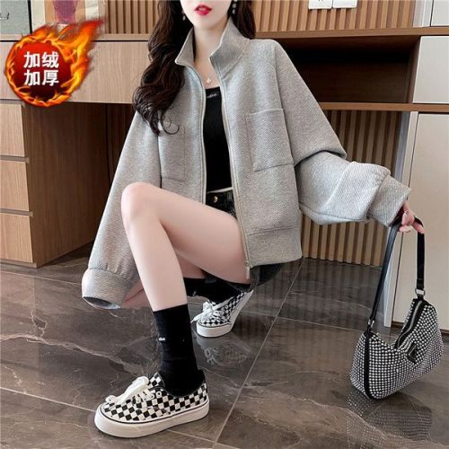 Women's Fashion Zip Hoodie Sweatshirt Jacket with Fleece Lining and Polyester Interlining