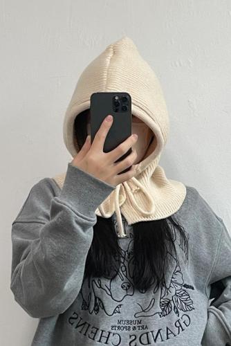 Photographed Winter Warmth Magic Korean Style Plain Casual Sweatshirt with Hat Knitted Bow Tie Couple Sweater Hat