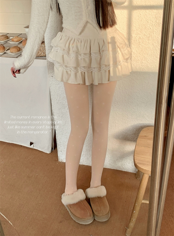 Velvet thickened light leg artifact translucent elastic sexy thin black bottoming polka dot love stockings