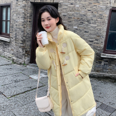 Actual shot of Korean style down jacket for women, short, medium and long, 2024 bestie outfit, horn button cotton jacket