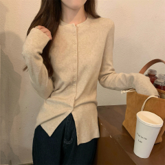 Actual shot of autumn and winter Korean style versatile single-breasted cardigan Andy velvet sweater long-sleeved sweater jacket