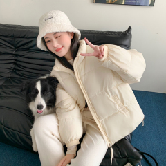 Actual shot of 2024 new cotton coat Korean style short bread coat petite large size Hong Kong style loose down jacket