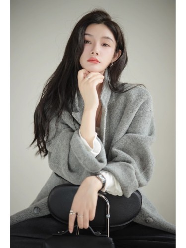 European station new winter double-sided sheep wool coat for women petite short double-breasted loose version blazer for women