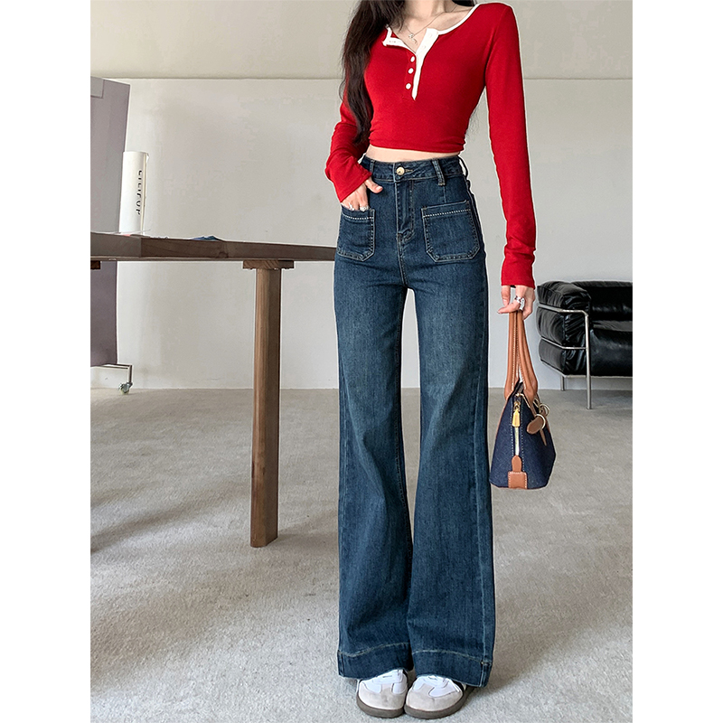 women's 2024 autumn winter new straight leg loose wide leg mini dress pants that touch the ground