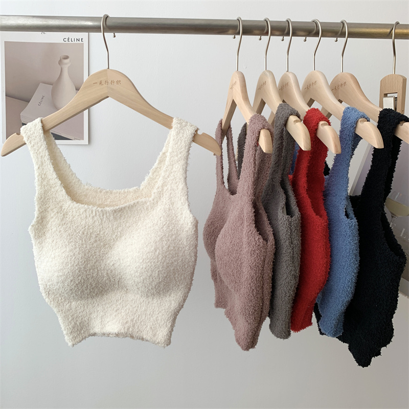 Real shot of plush vest, warm and free of wear, bra with chest pad, all-in-one underwear, plus velvet and thickened top