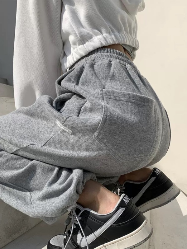 New casual original 6535m woolen 260g autumn label wide leg floor mopping pants for women with leggings