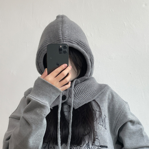 Photographed Winter Warmth Magic Korean Style Plain Casual Sweatshirt with Hat Knitted Bow Tie Couple Sweater Hat