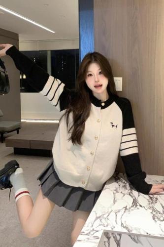 Raglan sleeve Korean new style lazy sweater versatile loose knitted cardigan jacket