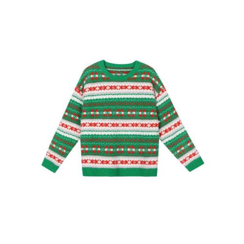 Xinbangbang homemade Nordic ethnic style jacquard knitted round neck Fair Isle sweater for women autumn and winter 2024 gentle style