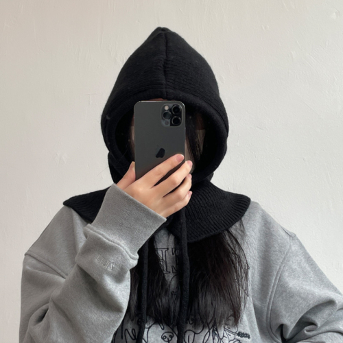 Photographed Winter Warmth Magic Korean Style Plain Casual Sweatshirt with Hat Knitted Bow Tie Couple Sweater Hat