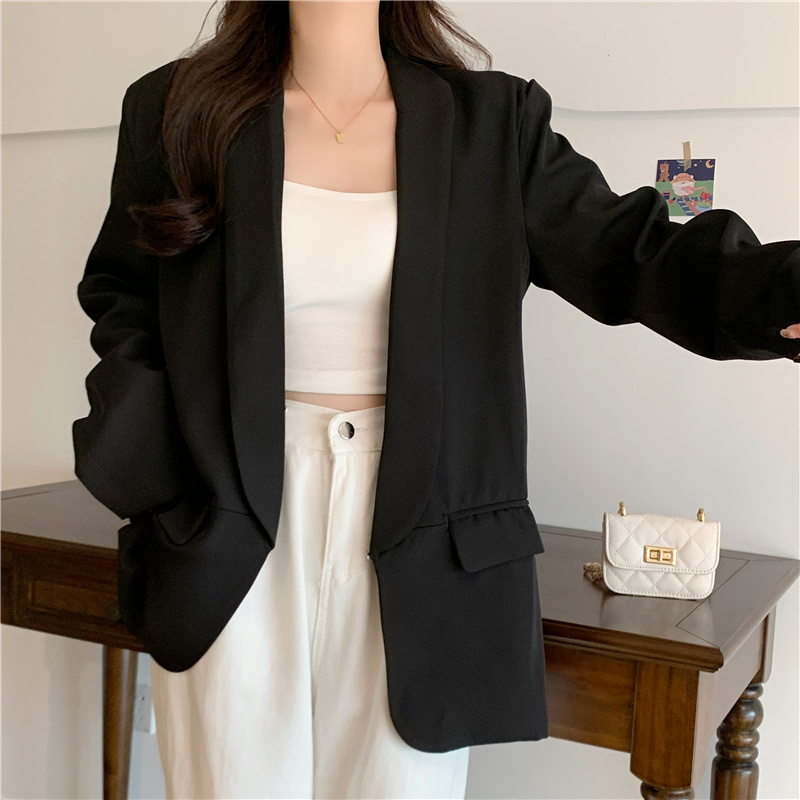Black suit for women, spring and autumn new Korean style sweet and cool niche design suit