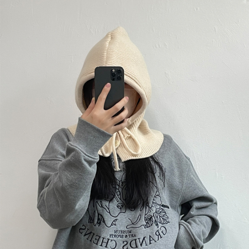 Photographed Winter Warmth Magic Korean Style Plain Casual Sweatshirt with Hat Knitted Bow Tie Couple Sweater Hat