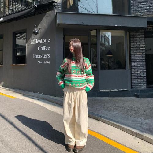 Xinbangbang homemade Nordic ethnic style jacquard knitted round neck Fair Isle sweater for women autumn and winter 2024 gentle style
