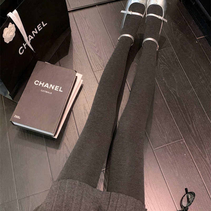 Women's fleece leggings autumn and winter pressure outer pantyhose thin leg socks