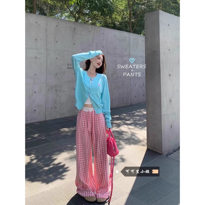 Long-sleeved knitted cardigan for women, autumn thin sweater jacket, short top for small people