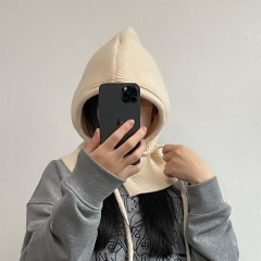 Photographed Winter Warmth Magic Korean Style Plain Casual Sweatshirt with Hat Knitted Bow Tie Couple Sweater Hat