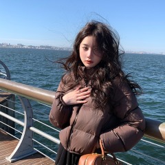 Kendou style short style new three-proof down cotton jacket for women loose thickened stand collar small man bread jacket ins trend