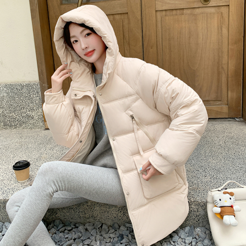 Down jacket women's mid-length winter Korean style new simple loose large size fat mm slim cotton jacket