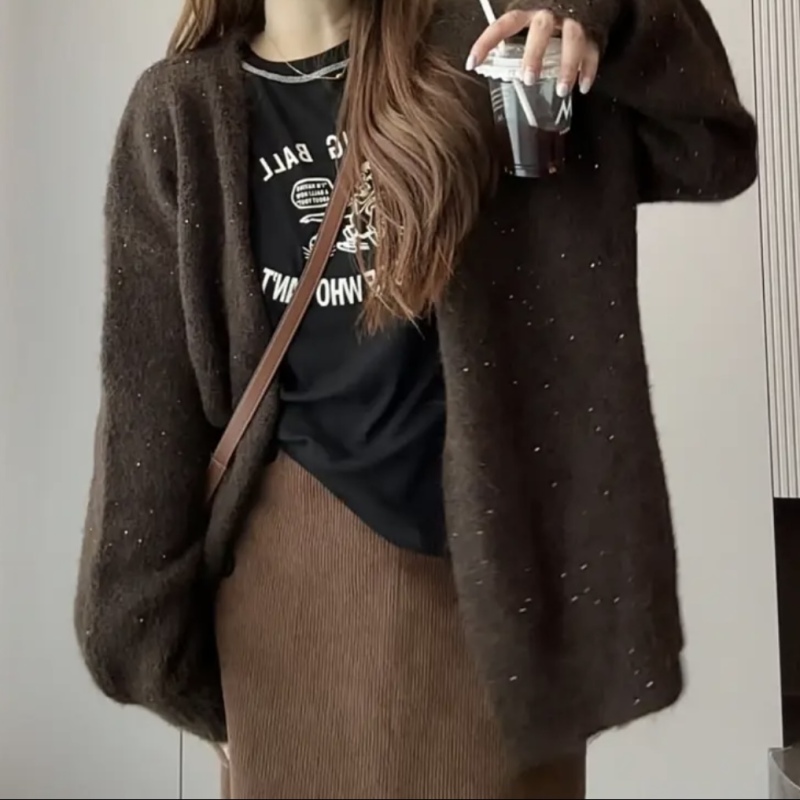 Large size autumn women's loose casual round neck pullover printed bottoming shirt long sleeve T-shirt