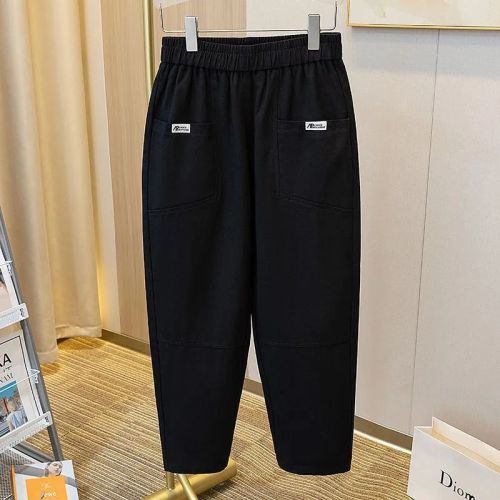 Velvet/non-velvet harem pants for fat mm, loose plus size, thick legs, slim casual radish pants