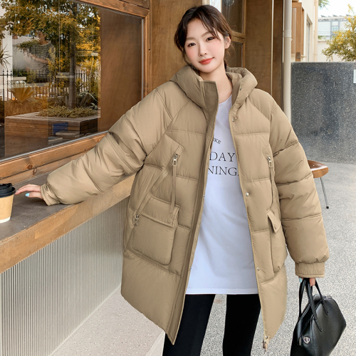 Down jacket women's mid-length winter Korean style new simple loose large size fat mm slim cotton jacket