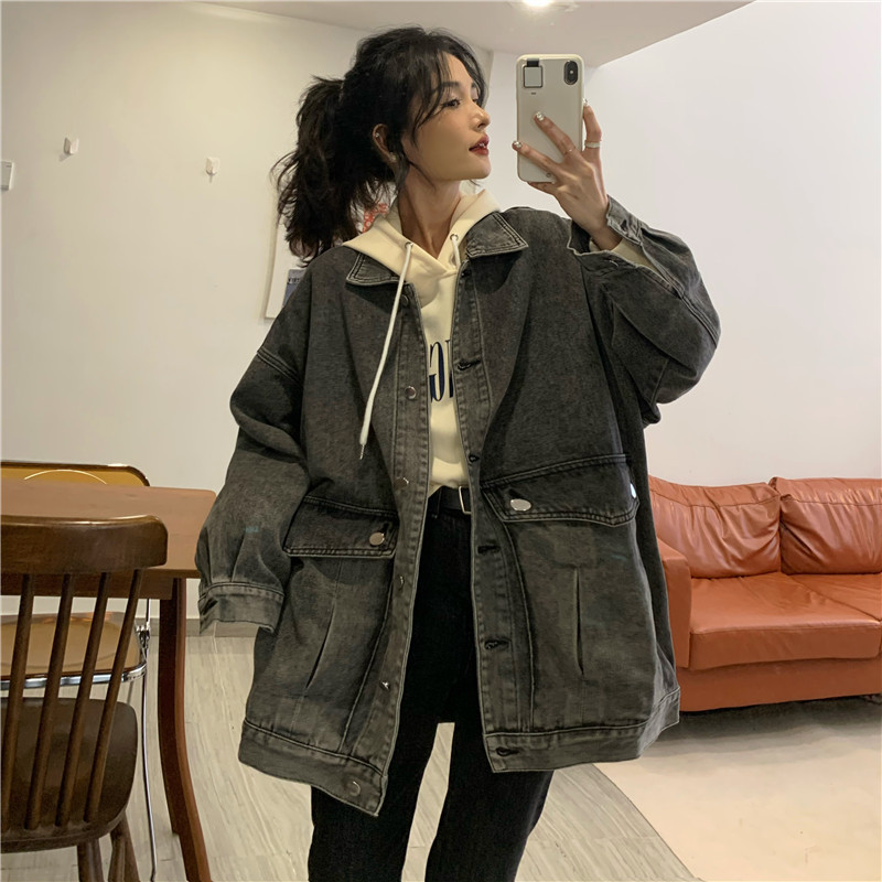 Jacket women's autumn new Korean style ins loose bf versatile student workwear denim jacket trendy
