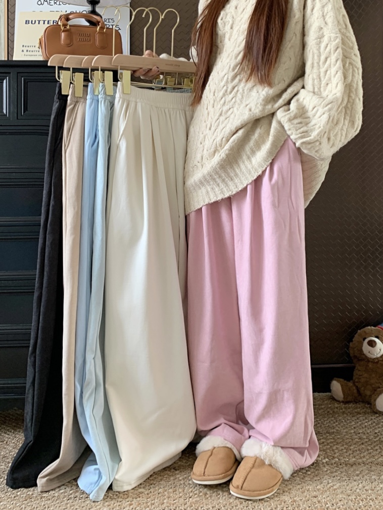 Real shot of autumn and winter thickened velvet with drape, loose casual slimming straight-leg Yamamoto wide-leg pants