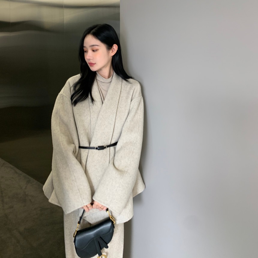 Korean chic new winter design simple double-sided woolen coat